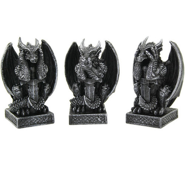Dragon Set of Hear Speak and See No Evil Three Set of Sculptures